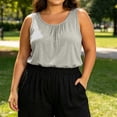 thumbnail image 4 of BUIGTTKLOP Plus Size Tank Tops for Women Plain Sleeveless Shirts Scoop Neck T-Shirts Tops Summer Casual Tees Tunics Shirts, 4 of 7