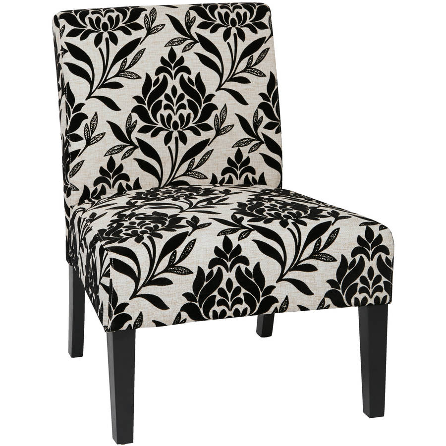 black and white floral accent chair