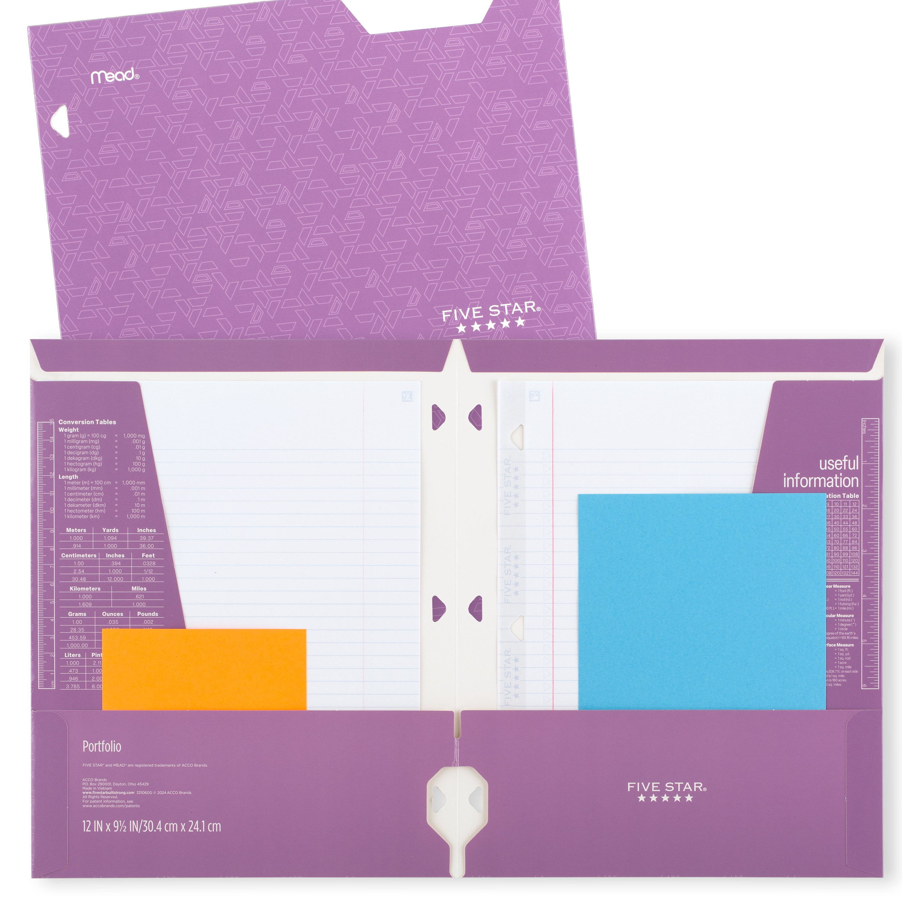 Five Star 4-Pocket Paper Folder, Pacific Blue (331060A-WMT22