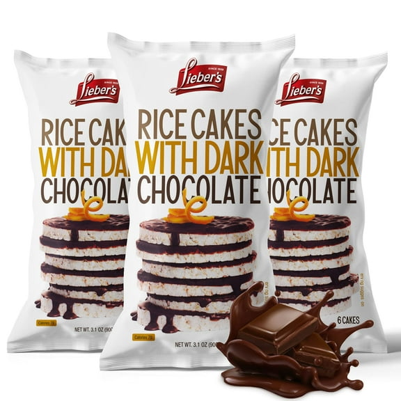 Lieber's Chocolate Rice Cakes, Covered with Dark Chocolate, Gluten-Free, 3 Pack