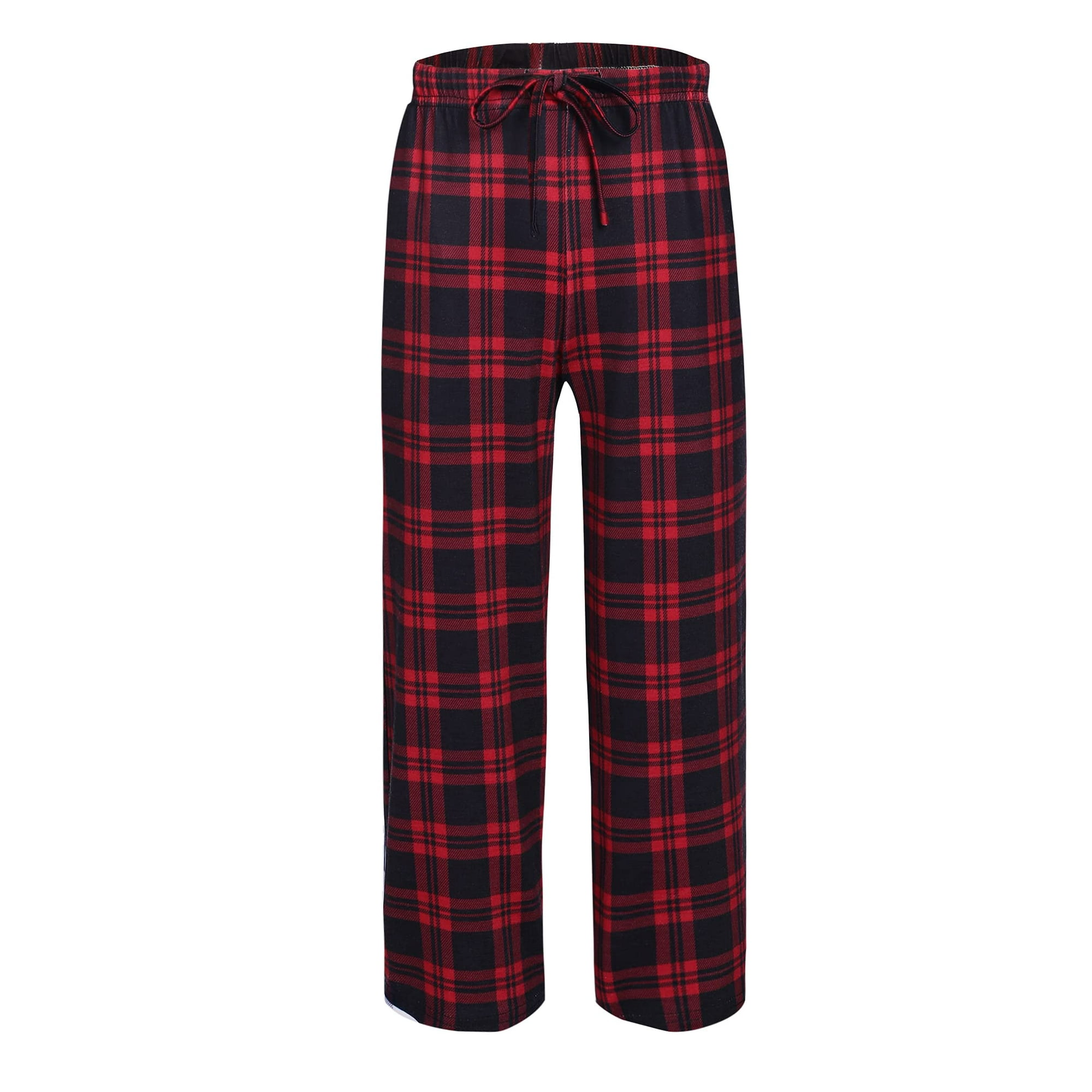 Ekouaer Boys Pajama Pants Long Sleep Pants Soft Elastic Waist Pajama Bottoms Plaid Lounge Pants with 2 Pockets