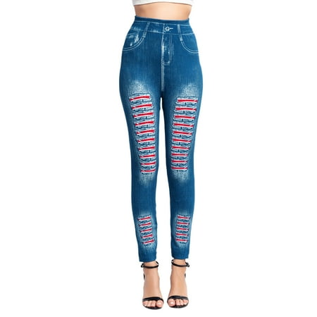 

ZHAGHMIN Womans Pants Casual Pants For Women Elastic Jeans Leggings Thermal Stripe Print Imitation Denim Leggings Tights Hiking Pant Outfits Yoga Pants Maternity Leggings Crop Leggings That Hide Cel