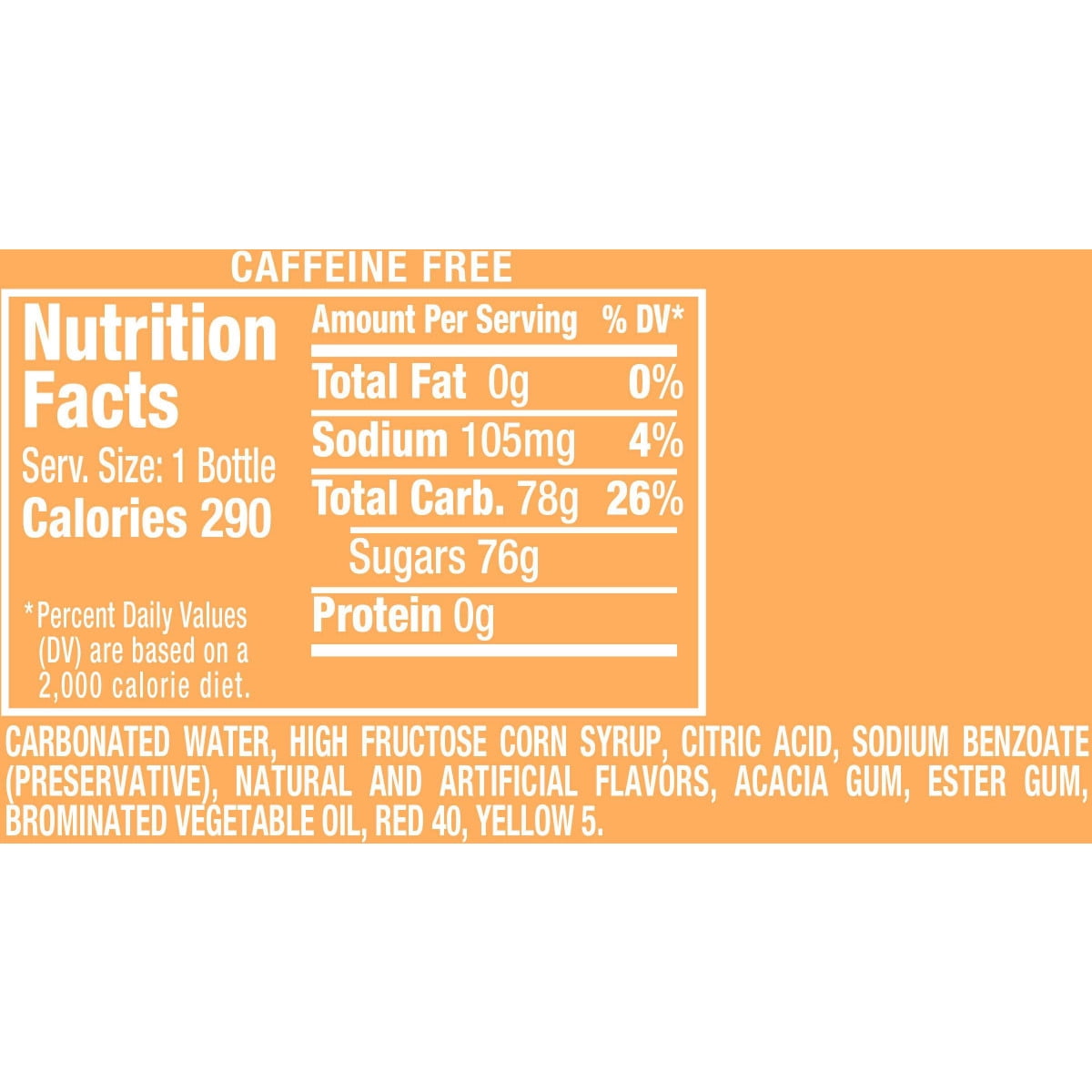 Sunkist Caffeine Free Peach Soda Pop, 20 fl oz, Bottle