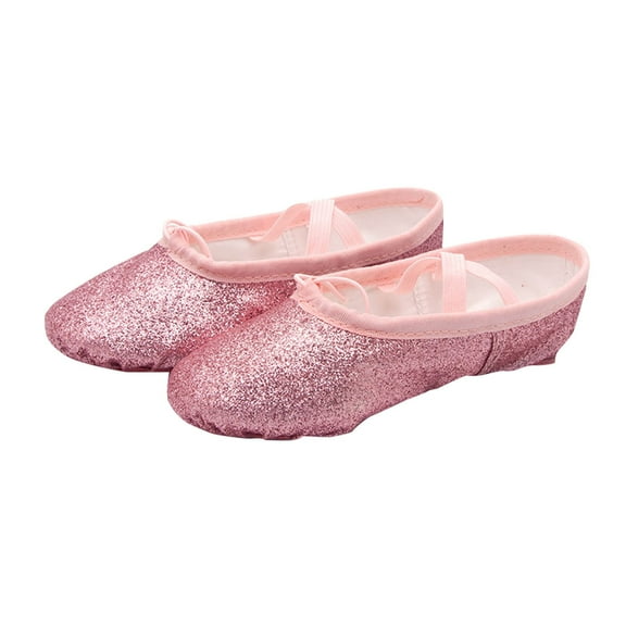 Owordtank Ballet Shoes for Girls Glitter | Metallic Faux Leather Ballet Slippers Dance Shoes for Toddler/Little/Big Kids