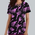 thumbnail image 4 of Tops Cortos para las Mujeres, Halloween Impreso en Cuello en V con Bolsillo, Moda Casual Manga Corta, 4 of 5