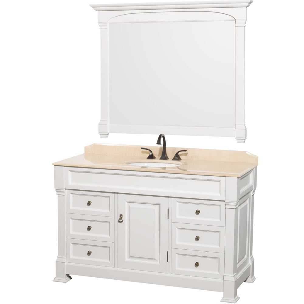 Wyndham Collection Andover 55 Inch Single Bathroom Vanity In White