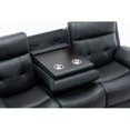 thumbnail image 7 of Bailu Genuine Leather Non-Power Reclining Sofa with Drop Down Table,Stainless Steel Cupholders and Magazine bag- Blue, 7 of 7