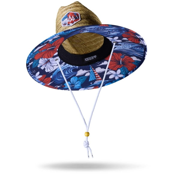 Sombrero de Paja para Hombres y Mujeres | Sombrero de salvavidas, sombrero de playa y sombrero de sol | Ala ancha UPF 50+ para protección solar | Talla única | Cicuta