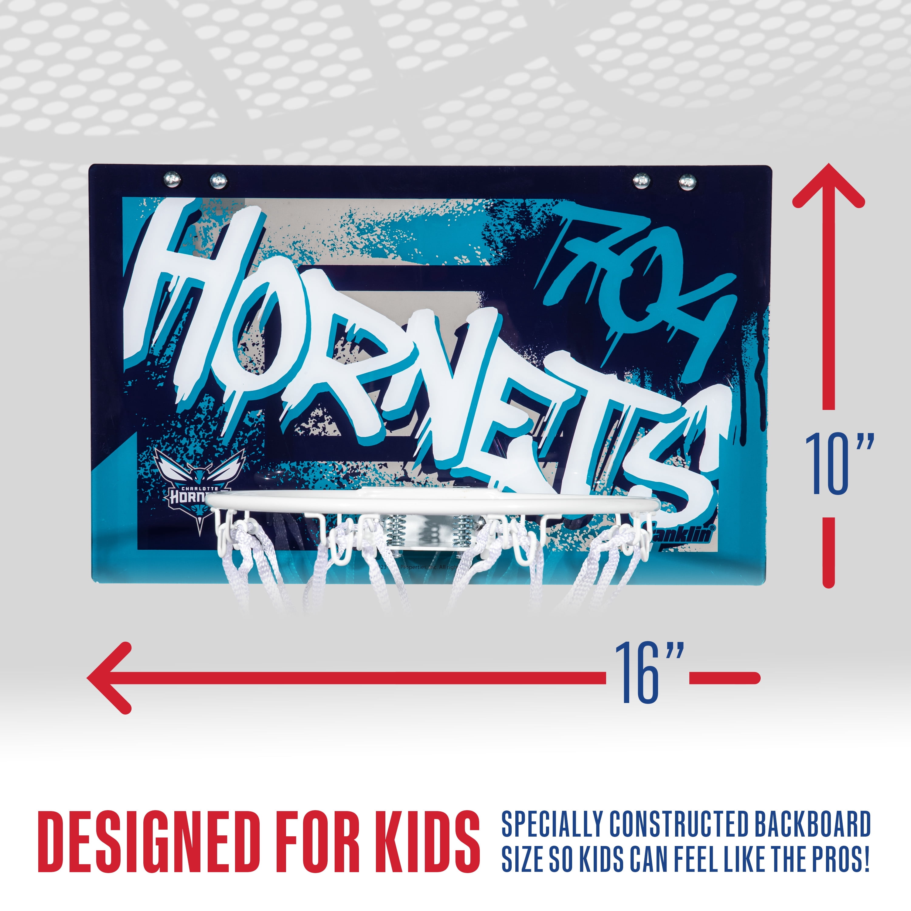 Franklin Sports NBA Charlotte Hornets Over the Door Basketball Hoop - Kids Indoor Basketball Hoop with Mini Basketball - NBA Fan Shop Mini Hoop for Bedroom + Office - Over the Door Mini Hoop Set