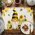 thumbnail image 2 of Placemats Set of 6, Gnome Honey Bee Place Mats Sunflower Retro Tablemats Washable Placemat Table Decoration for Kitchen Table Dinner Party Home Decor Indoor Outdoor 13x19 Inch, 2 of 9