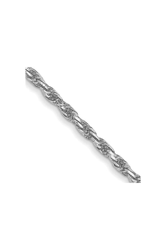 10 Karat White Gold 1.3mm Machine Made Diamond-cut Rope Chain