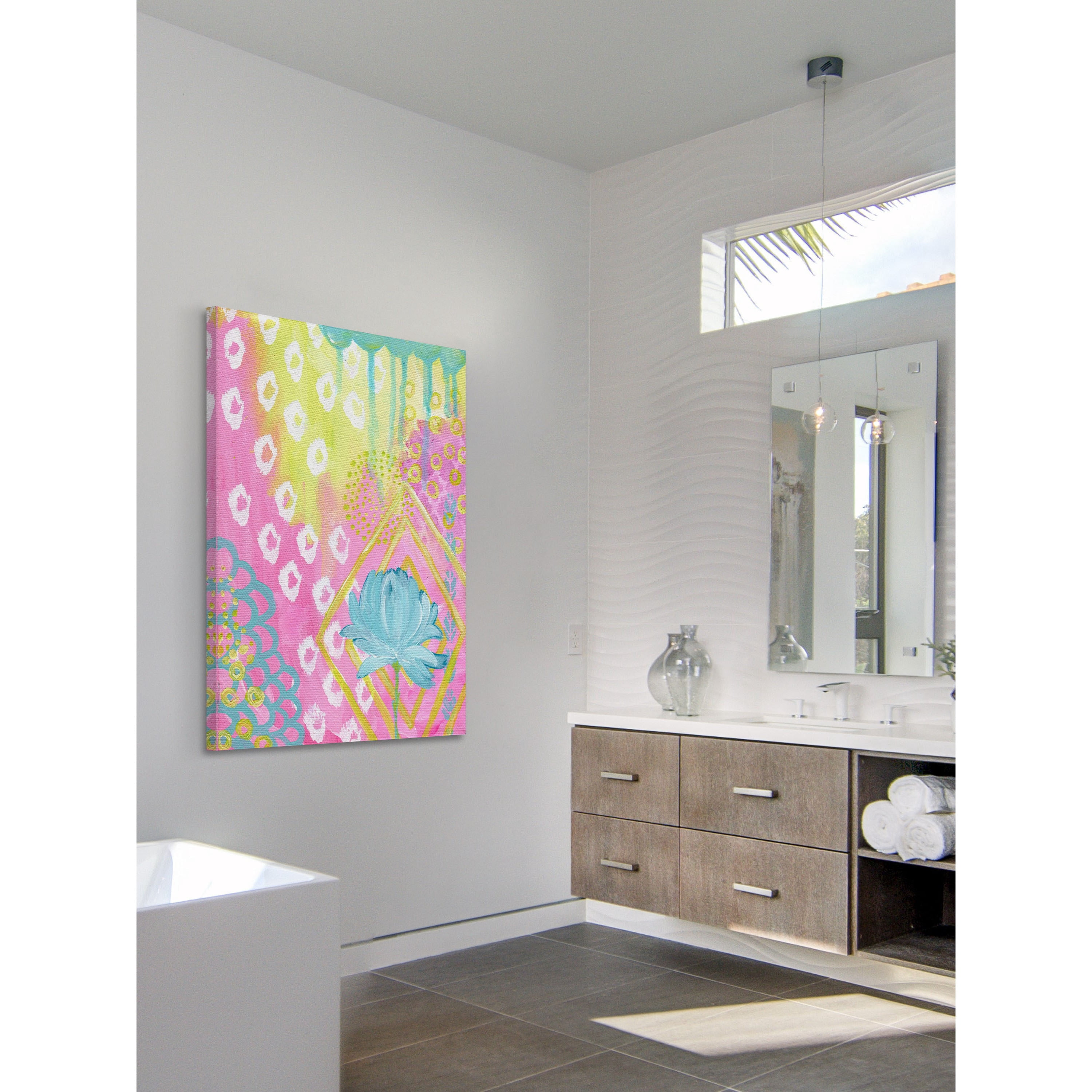 Marmont Hill "Blue Flower" by Jill Lambert Painting Print on Wrapped Canvas