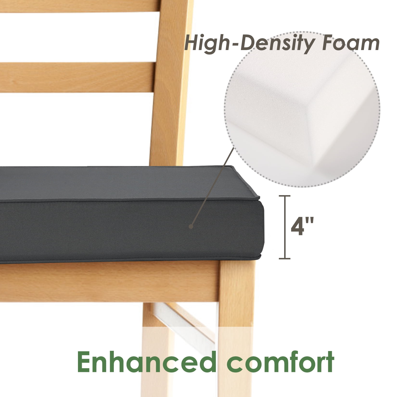 Garvee Patio Chair Cushions Set of 2 for Outdoor Furniture 19x19x4 Inch, Waterproof & Fade Resistant Square Corner Outdoor Seat Cushions with Tie, Perfect for Chair Sofa Couch, Dark Grey