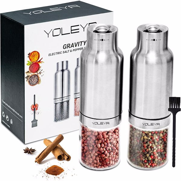 Gravity Electric Salt and Pepper Grinder Set Operated with Adjustable Coarseness 