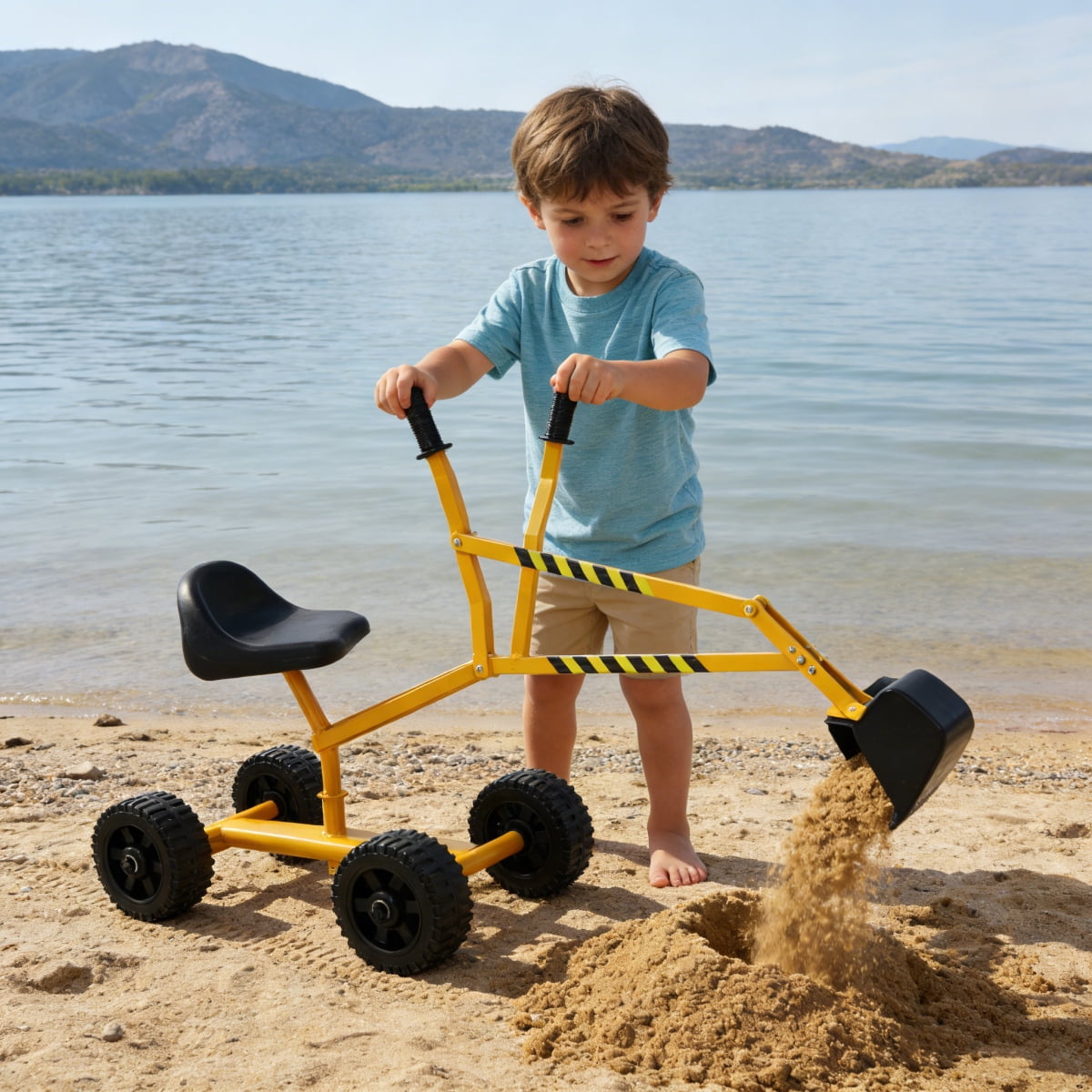 Children's metal trolley, Load-bearing capacity: 33LBS,children's heavy vehicle, metal structure two-wheeled trolley, steel pallet, can be used in gardens, loading leaves, soil, sand, etc. (red)