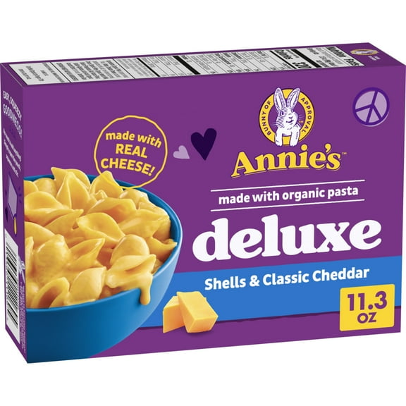 Annie's Deluxe Macaroni and Cheese with Organic Pasta, Cheddar Cheese and Shells, 11.3 oz