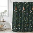 thumbnail image 2 of Dark Green Botanical Wildflowers Shower Curtains for Bathroom, Waterproof Fabric Bath Curtains Decor, Bath Tub Curtain Rustic Floral Decorative Shower Curtain Sets with 12 Hooks, 72x72 Inch, 2 of 7