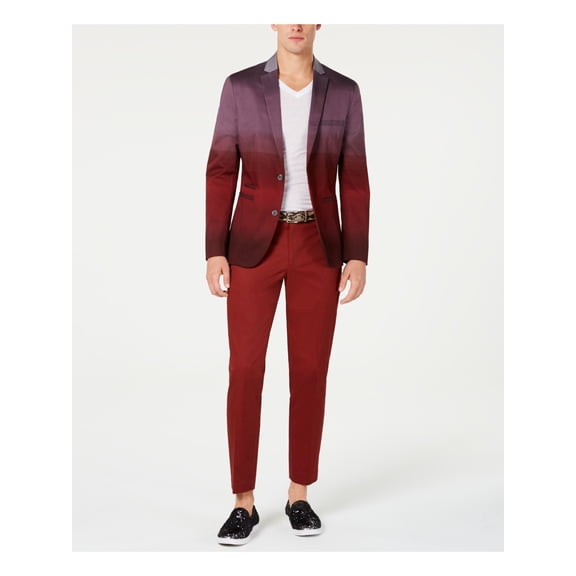 INC Mens Red Color Block Blazer Jacket L