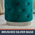 thumbnail image 3 of Home Sweet Home Venetian Round Tufted Upholstered Velvet Ottoman with Silver Metal Base - 15" L x 15" W x 18.5" H (Teal), 3 of 3