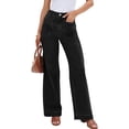 thumbnail image 3 of Women High Waisted Wide Leg Pleated Jeans Loose Elastic Denim Pants with Pockets, 3 of 6