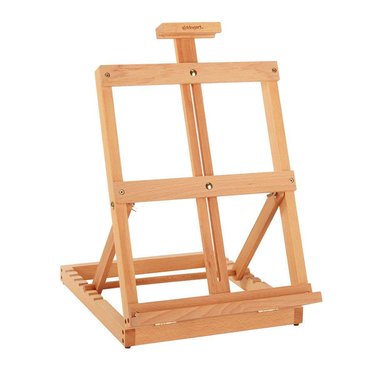 KINGART Studio Wooden H-Frame Studio Easel, Heavy Duty Tabletop, Natural Wood Finish