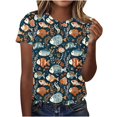 thumbnail image 1 of Tops de Ajuste Suelto para las Mujeres Nueva Manga Corta Cuello Redondo Suéter Caballo Casual Impreso Camiseta, Ligero Top de Verano, 1 of 5