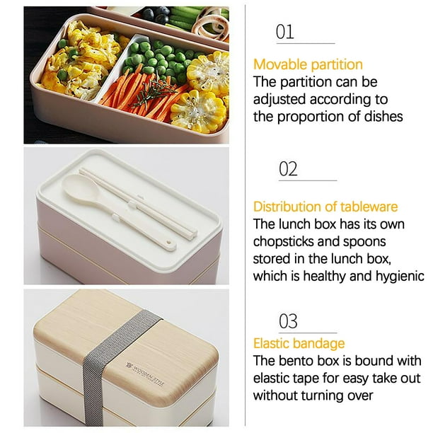 Moocorvic Clearance Microwave Lunch Box Japanese Wood Bento Box 2 Layer