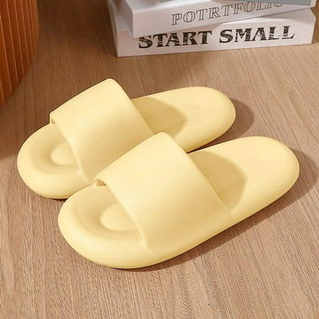 

PIKADINGNIS Solid Color Cute Bow Women s Slippers Thick Sole Comfortable Non-Slip Sandals Bathroom Indoor Couple Slippers New Summer 2022