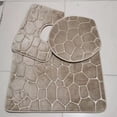 thumbnail image 4 of Xiao Hua Juego de baño de 1 pieza con relieve de piedra, 3 piezas de alfombrilla de baño suave y cómoda que incluye funda para la tapa del inodoro, alfombras antideslizantes y absorbentes (gris), 4 of 5