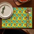 thumbnail image 4 of Blue Yellow Sunflower Pattern Summer Placemats Table Placemats Set Of 6-Linen Kitchen Washable Placemats Table Mats 11.8"x17.7" Non-Slip Heat Resistant, 4 of 5