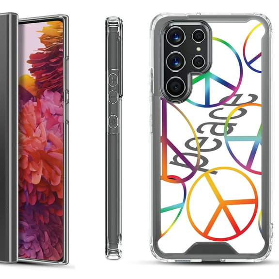 Shockproof Bumper Phone Case for Samsung Galaxy S22 Ultra 5G, by OneToughShield ® - Colorful Peace