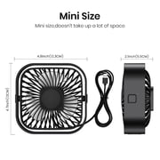 TOPK USB Desk Fan, Mini Fan, Strong Airflow & Quiet Operation, Three-Speed Wind Small Cooling Fan, 360° Rotatable Head for Home Office Table and Desktop