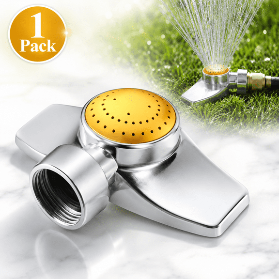 1Pcs Sprinkler for Yard, 360 Degree Lawn Sprinkler Circle Pattern Garden Water Sprinklers for Lawns,Large Area Coverage Lawn Irrigation System , Yard Sprinkler for Lawns Coverage Up to 26FT (Yellow)