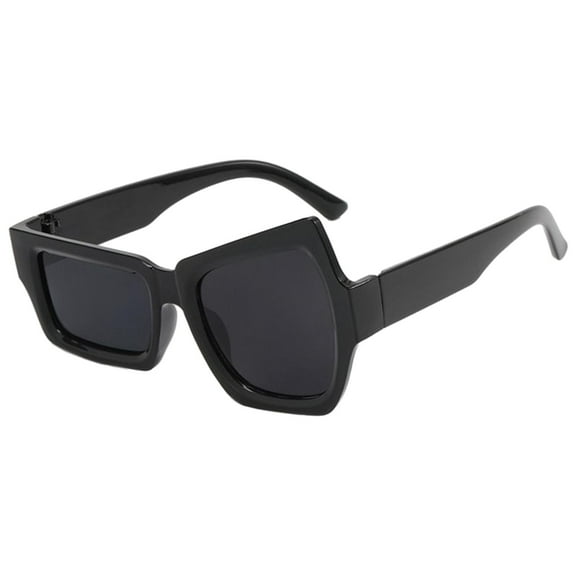 Wxqbjtam Sunglasses, UV , Retro Asymmetric Unisex Novelty Eyewear, Funny Glasses for Men Black