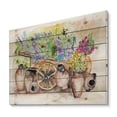 thumbnail image 2 of Designart 'Lavender Flowers On Ancient Cart Illustration' Traditional Print on Natural Pine Wood, 2 of 5
