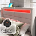 thumbnail image 5 of VANACC Queen Upholstered Bed Frame with RGBW LED Headboard, 4 Storage Drawers & USB Ports, Cream, 5 of 6