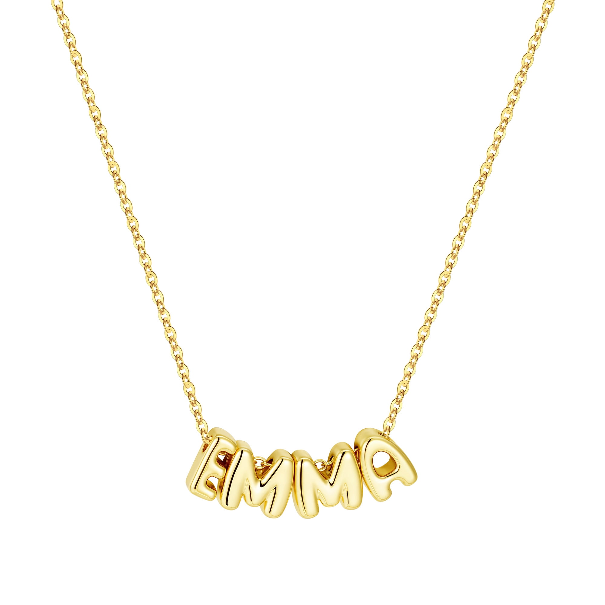Turandoss Custom Name Necklace for Women 14K Gold Plated Personalized Monogram Pendant Trendy Jewelry Birthday Teacher Appreciation Mothers Day Graduation Gifts for Her Mom Kids Teen Girls Wife Ideas