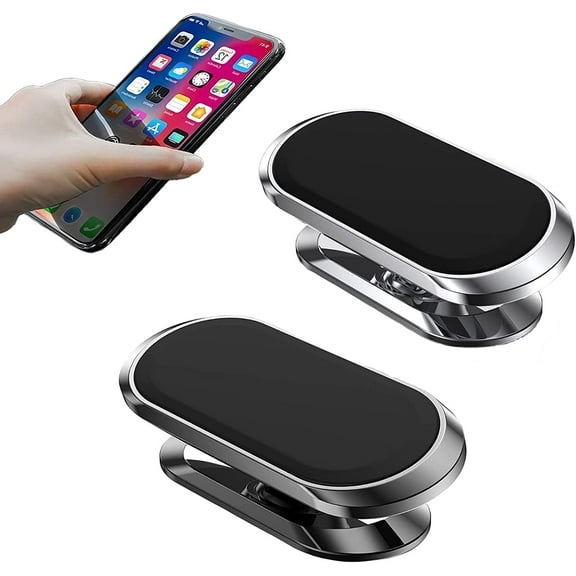 Cell Phone Magnetic Car Mount, 2 Packs Magnetic Phone Mount for Car [Upgraded 8X Magnets],360 Degree Rotation Ultra Strong Magnet Magnetic Car Mount for Cell Phone, GPS, Mini Tablets (Black Silver)