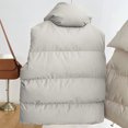 thumbnail image 5 of Fanxing Women Cropped Puffer Vest Sleeveless Down Jackets Warm Winter Stand Collar Gilet Coat Outwear White L, 5 of 6
