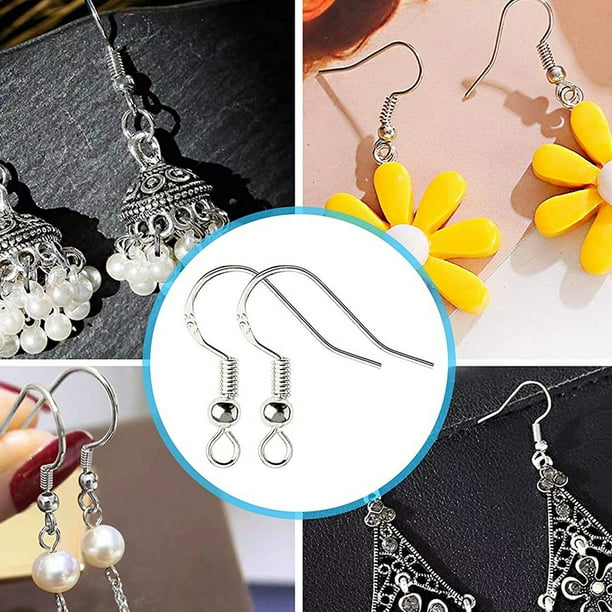 50 Pairs 925 Sterling Silver Earring Hooks Ear Wire Hooks Hypoallergenic Earring Making Kit with Jump Rings and Clear Silicone Earring Back Plugs