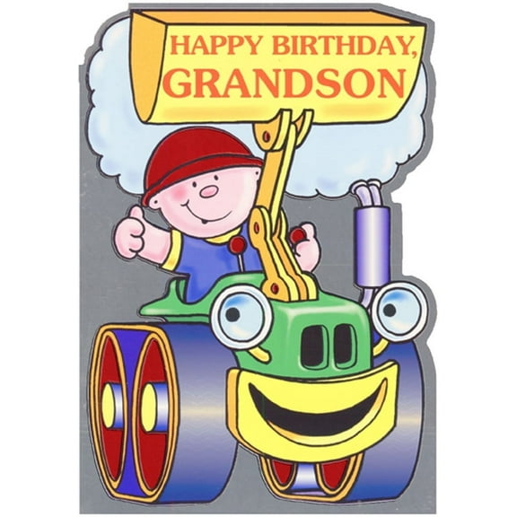 Designer Greetings Boy Driving Tractor Die Cut Juvenile Birthday Card for Grandson
