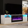 thumbnail image 7 of Merluxy 80" TV Stand with 40" Fireplace Large Modern Matte Texture Media Entertainment Center with Highlight Cabinet for TVs up to 90", White&Black, 7 of 7