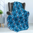 thumbnail image 4 of Goat Soft Flannel Fleece Throw Blanket, Repeating Pattern of Jumping Pose Drawn Abstract Animal with Horns, Cozy Plush for Indoor and Outdoor Use, 50" x 60", Sea Blue Multicolor, by Ambesonne, 4 of 5