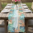 thumbnail image 4 of Ocean Coastal Table Runner 120 Inches, Summer Nautical Beach Coral Starfish Bed Runner Dresser Scarves Tabletop for Indoor Outdoor Parties/Ceremony/Banquet, 13"x 120", 4 of 8