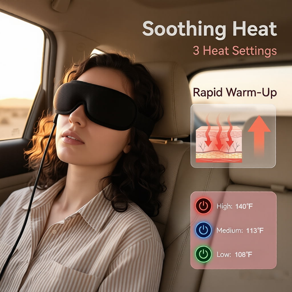 FACEMOON Heated Eye Mask, USB Warm Compress, Dry Eye Relief for Daily Use, Black