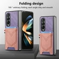 thumbnail image 5 of Back Case Compatible with Samsung Galaxy Z Fold 3, Classic Card Slot Back Anti-Scratch Support Magnetic Car Mount PU Leather + Denim + TPU Phone Case Cover for Samsung Galaxy Z Fold 3, Purple, 5 of 7