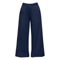 thumbnail image 4 of Wide Leg Sweatpants Women Elastic High Waisted with Pockets Casual Travel Work Pants Navy M, 4 of 6
