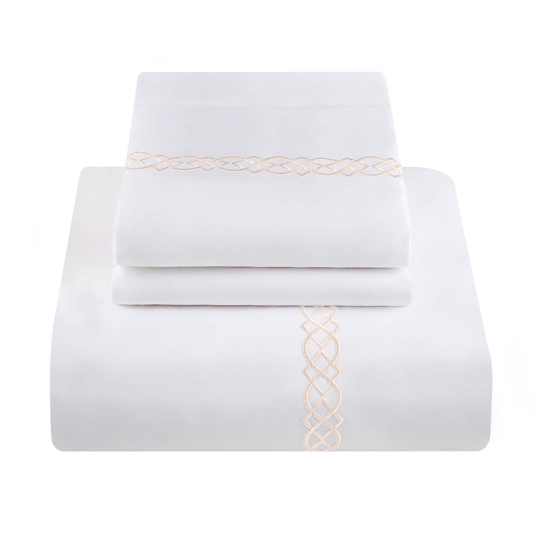 Superior Egyptian Cotton Embroidered Duvet Cover Set, King/ Cal King, Ivory