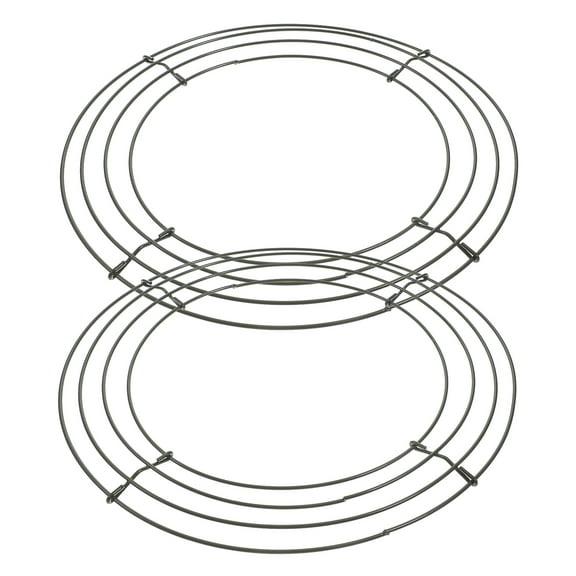 2 Pcs Garland Frame Christmas Rings Wreath Metal Flower Crafts Tinsel