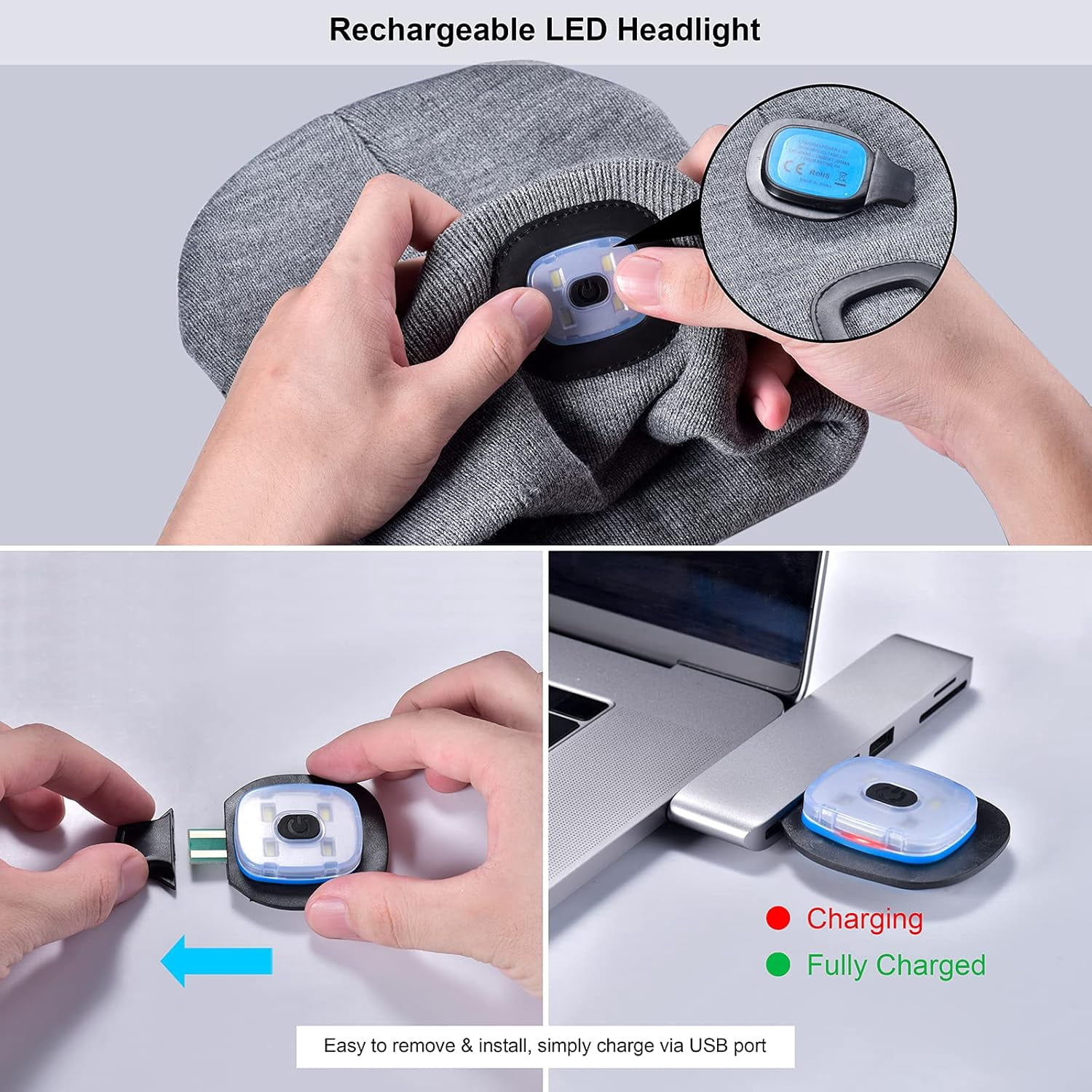 Bonnet Bluetooth LED 40 Lumières - écouteurs Intégrés, Batterie 700mAh - Cadeau Homme Femme Noël Sport Hiver - 9